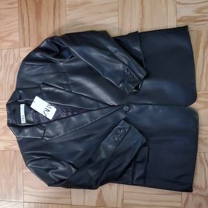 Zara Faux Leather Blazer